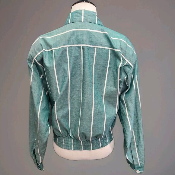 Evan-Picone White Striped Green Cropped Size 6 Small - Picture 4 of 9